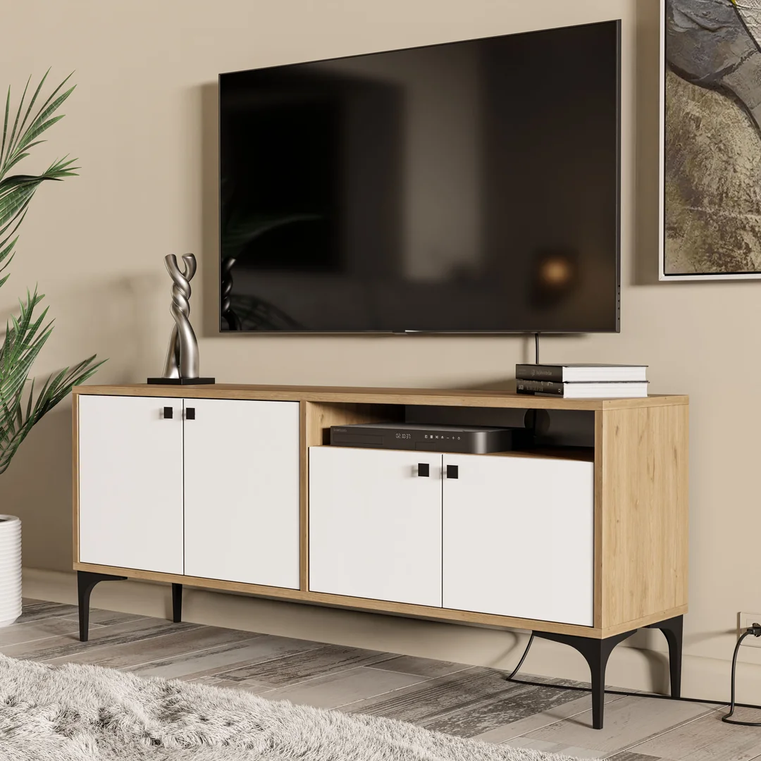 Έπιπλο Τηλεόρασης με ράφι,Artemis 1548 Μ138xΠ29,5xΥ48,6 εκ., All4home